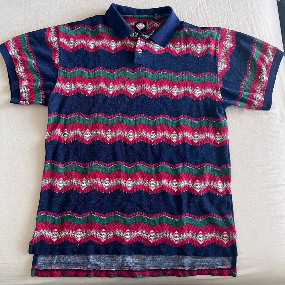 Vintage Tabasco Cotton Polo All Over Print Men's Size X-Large Green Plaid Golf.‎